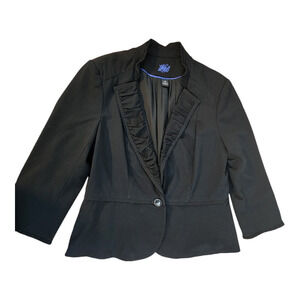 W & B womens black ruffle blazer jacket sz 12 Lined